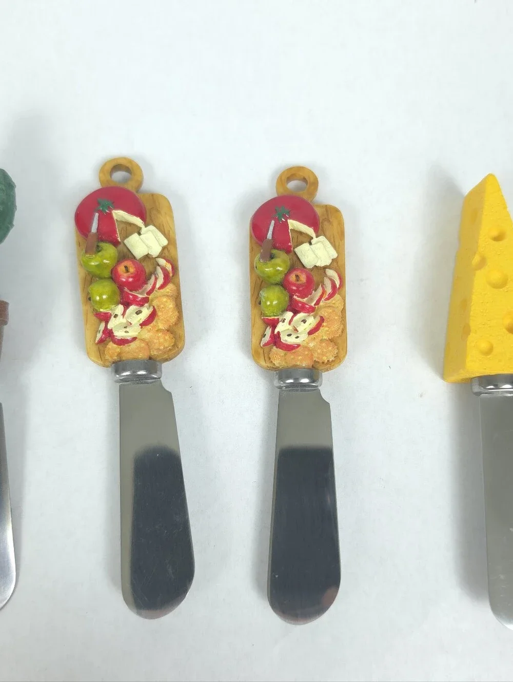 Lot of 5 Cheese Butter Spreaders Boston Warehouse Fruits Cheese Cactus Bagel